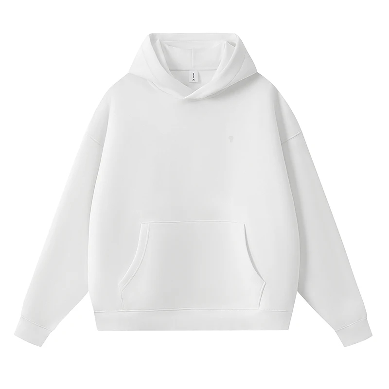 Polocom Plus Ease Heavyweight Stretch Hoodie in White, front product view