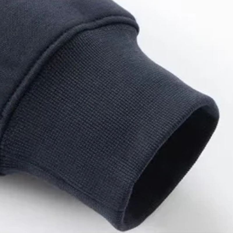 Ease Heavyweight Stretch Hoodie in Navy, ribbed cuff detail