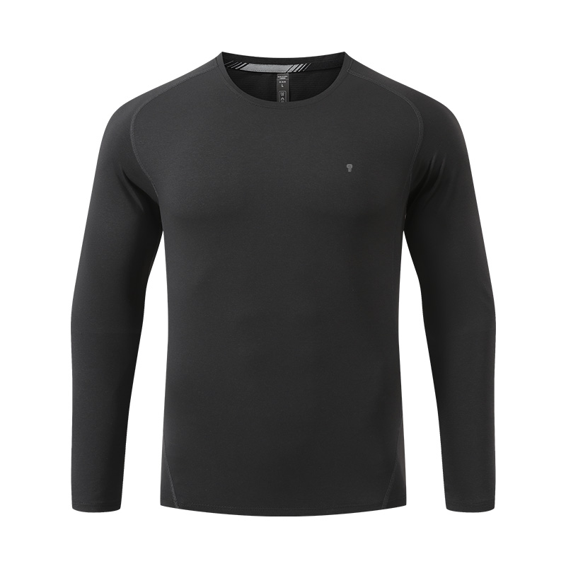 Polocom Plus Essence Long Sleeve Tee in Black, garment front view