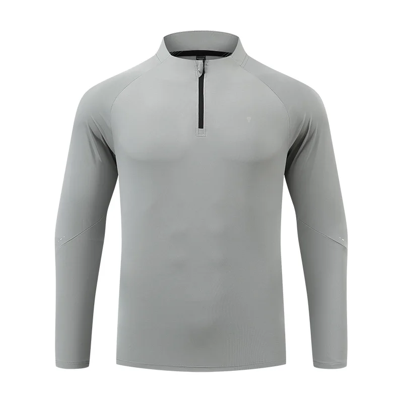 Polocom Plus Essence Quarter Zip Top in Gray blue, garment front view