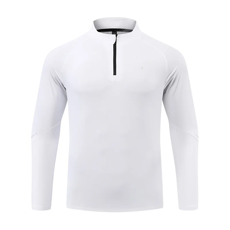 Polocom Plus Essence Quarter Zip Top in White, garment front view