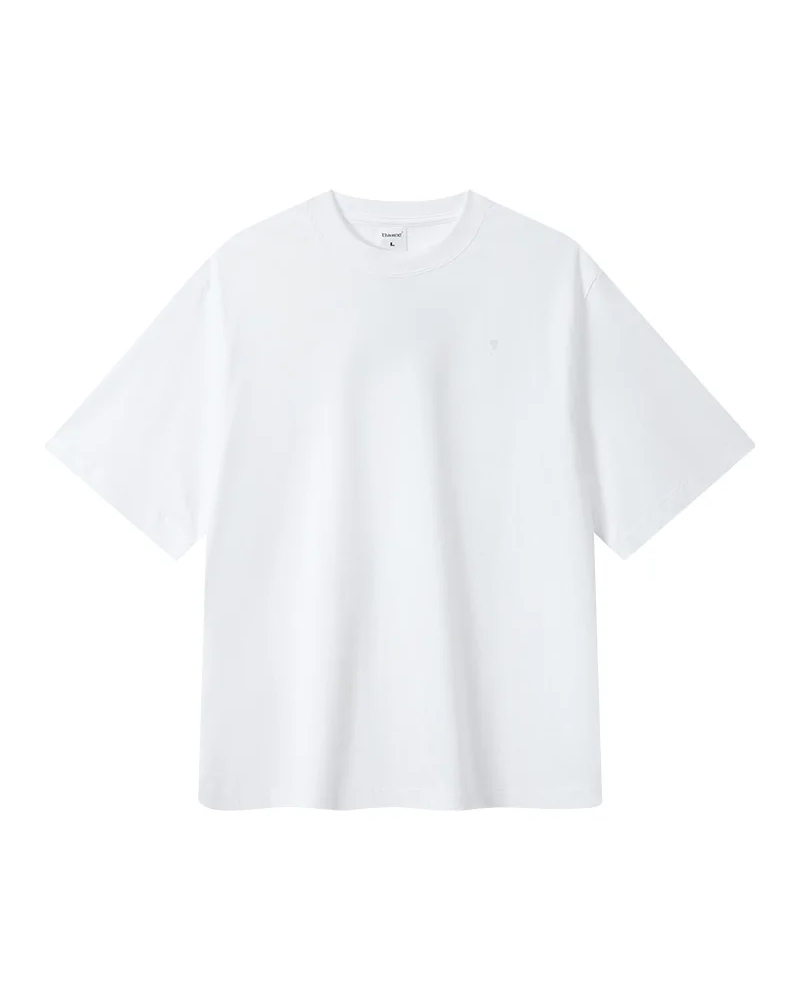 Polocom Plus Essential Cotton Tee in White, garment front view