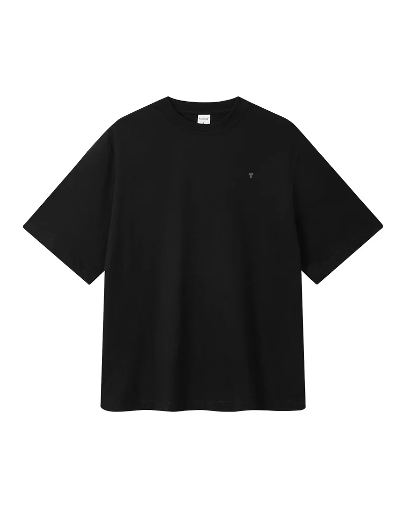 Polocom Plus Essential Cotton Tee in Black, garment front view