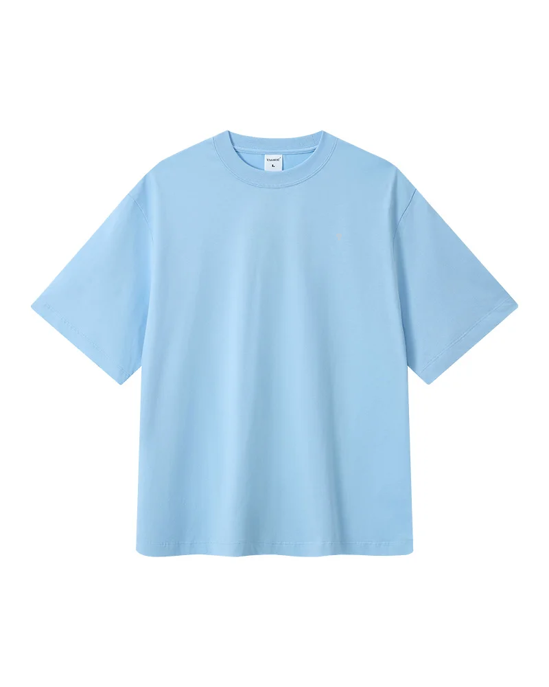 Polocom Plus Essential Cotton Tee in Sky Blue, garment front view