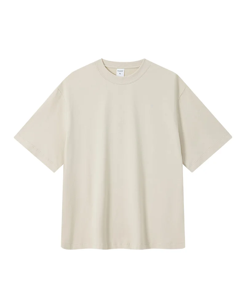 Polocom Plus Essential Cotton Tee in Cream, garment front view