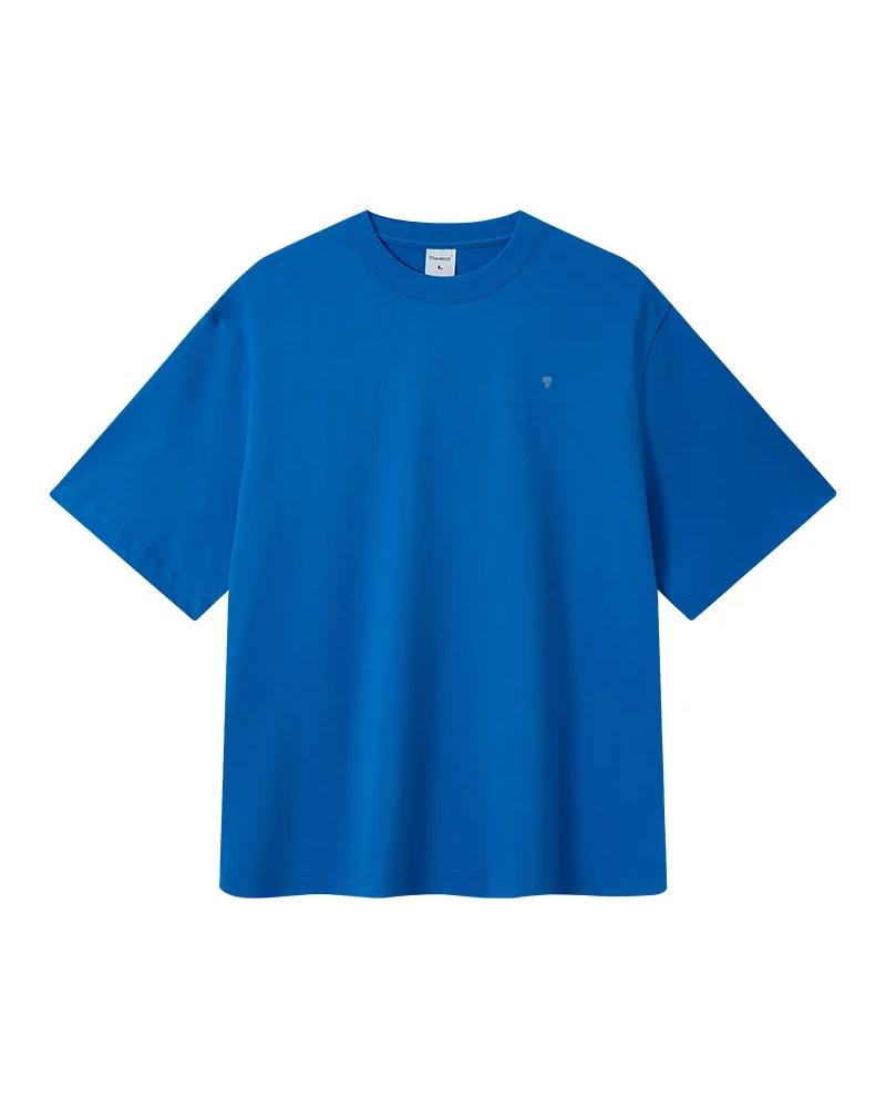 Polocom Plus Essential Cotton Tee in Blue, garment front view