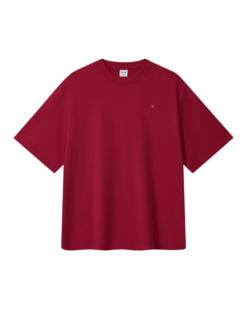 Polocom Plus Essential Cotton Tee in Red, garment front view