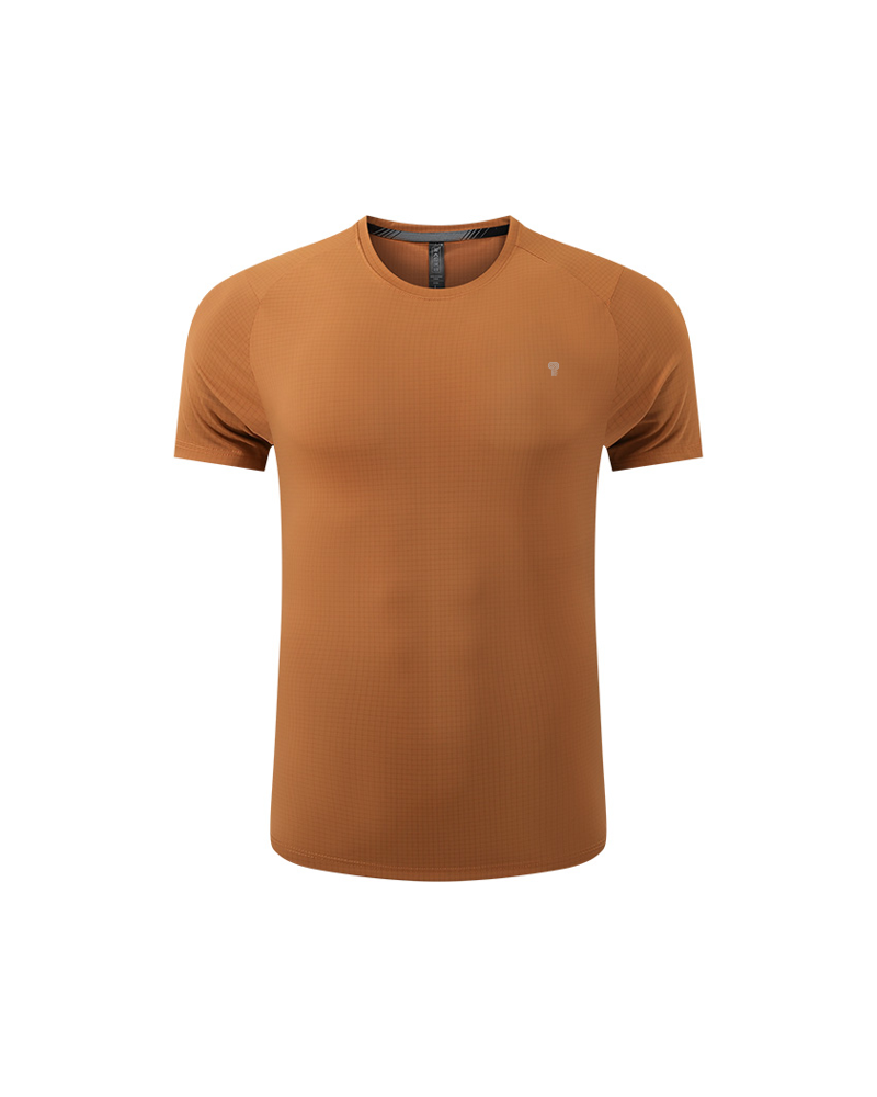 Polocom Plus Fine Grid Training Tee — Brown front