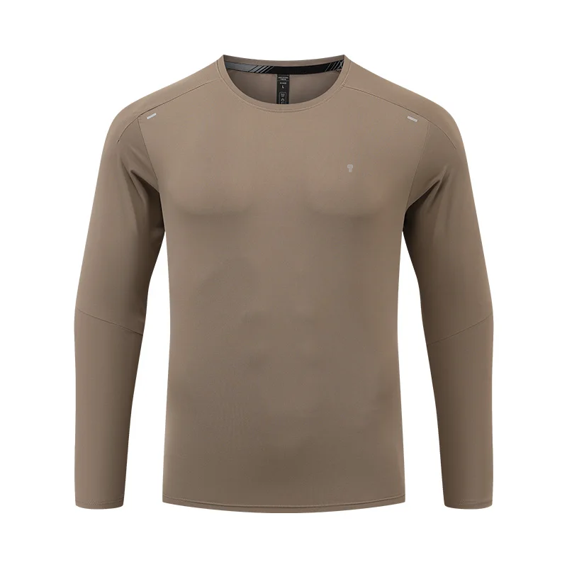 Polocom Plus Flexform Long Sleeve Tee in Brown, garment front view
