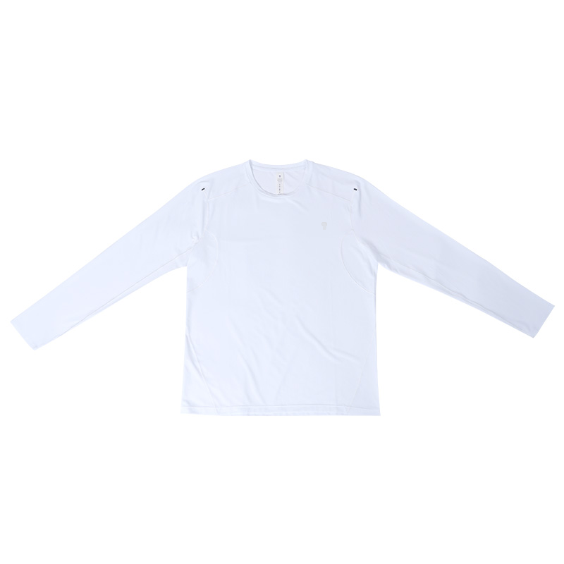 Polocom Plus Flow Lightweight Long Sleeve Tee in White, front flat view