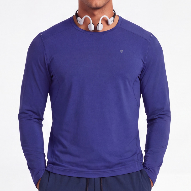Polocom Plus Flow Lightweight Long Sleeve Tee in Purple, front model view