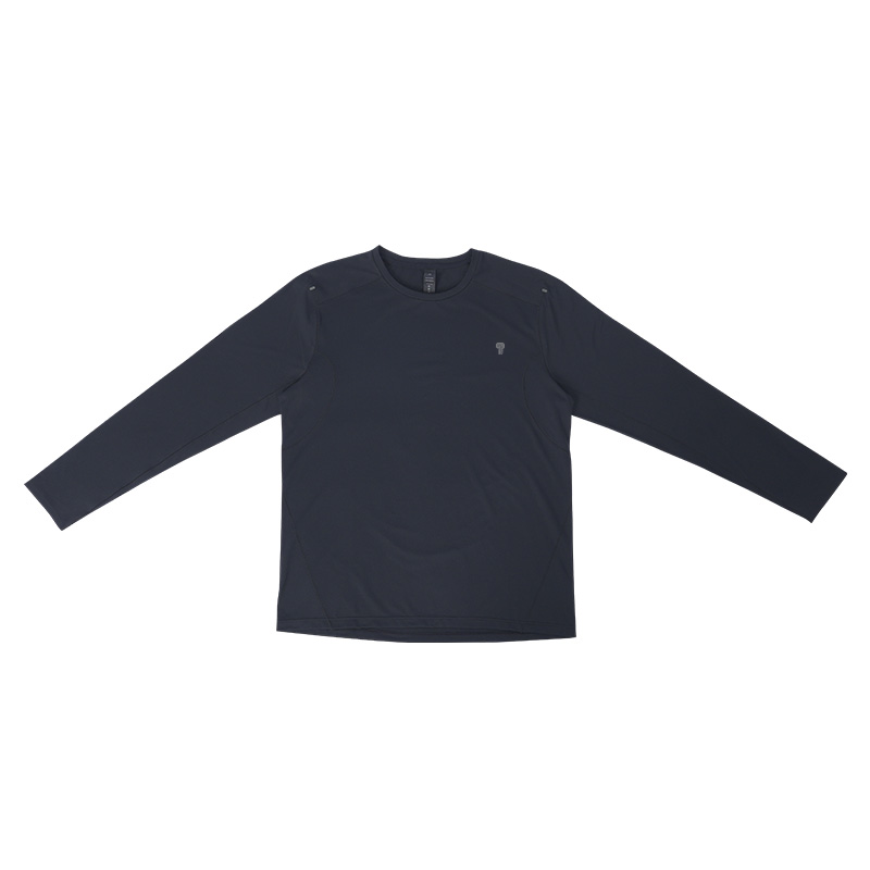 Polocom Plus Flow Lightweight Long Sleeve Tee in Black, front flat view