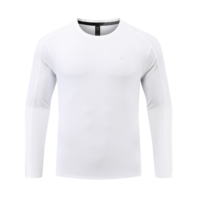 Polocom Plus Flux Nylon Long Sleeve Tee in White, garment front view