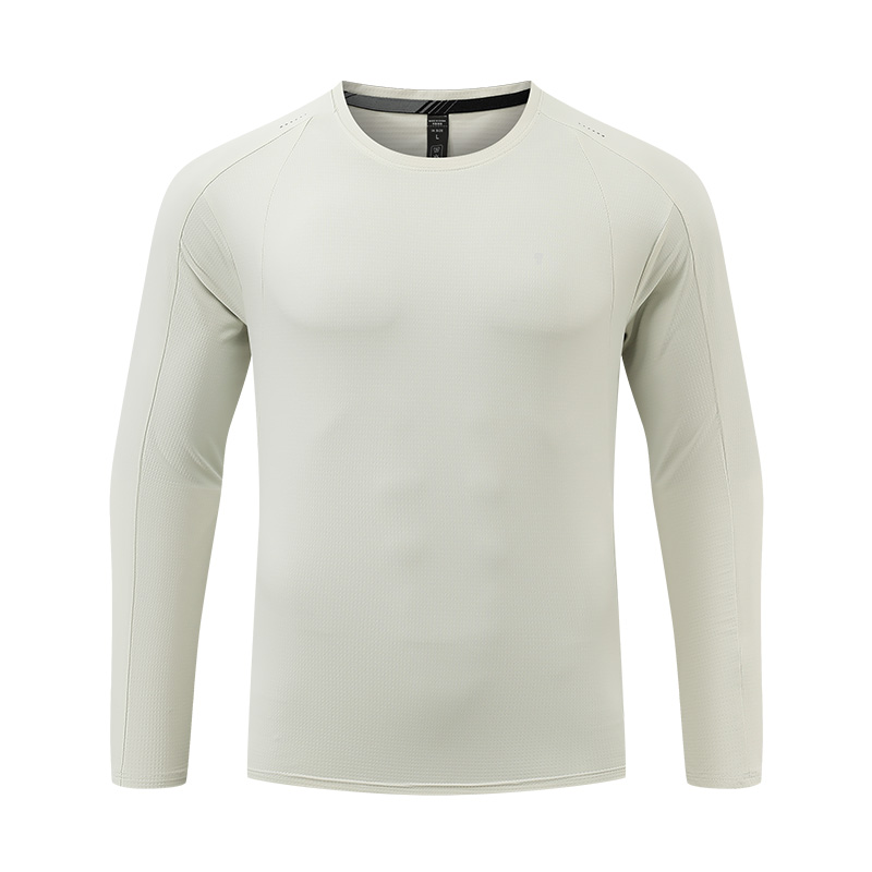 Polocom Plus Flux Nylon Long Sleeve Tee in Light Gray, garment front view