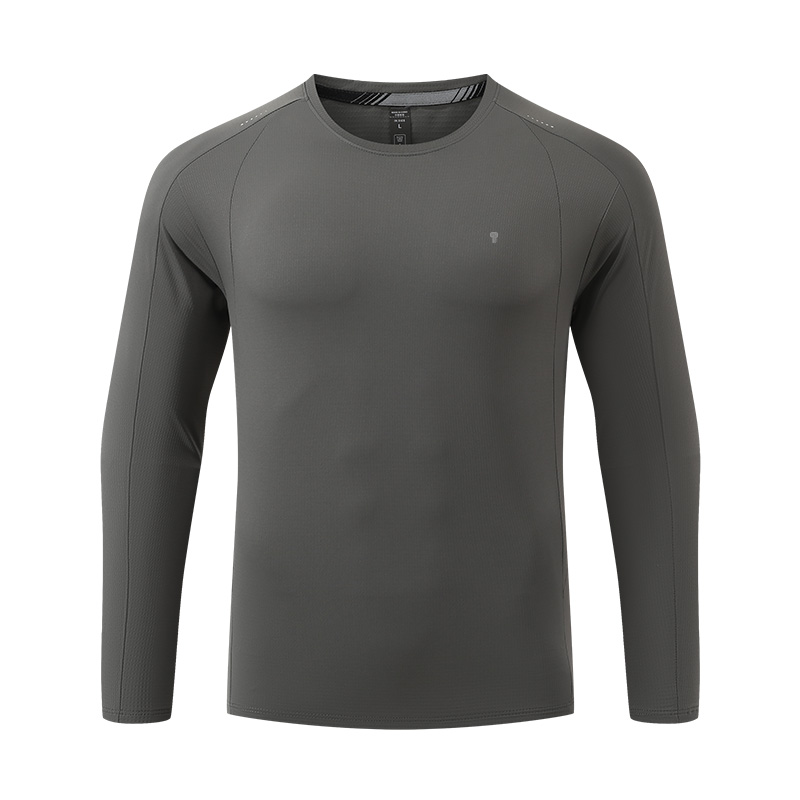 Polocom Plus Flux Nylon Long Sleeve Tee in Dark Gray, garment front view