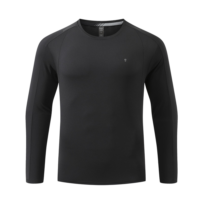 Polocom Plus Flux Nylon Long Sleeve Tee in Black, garment front view