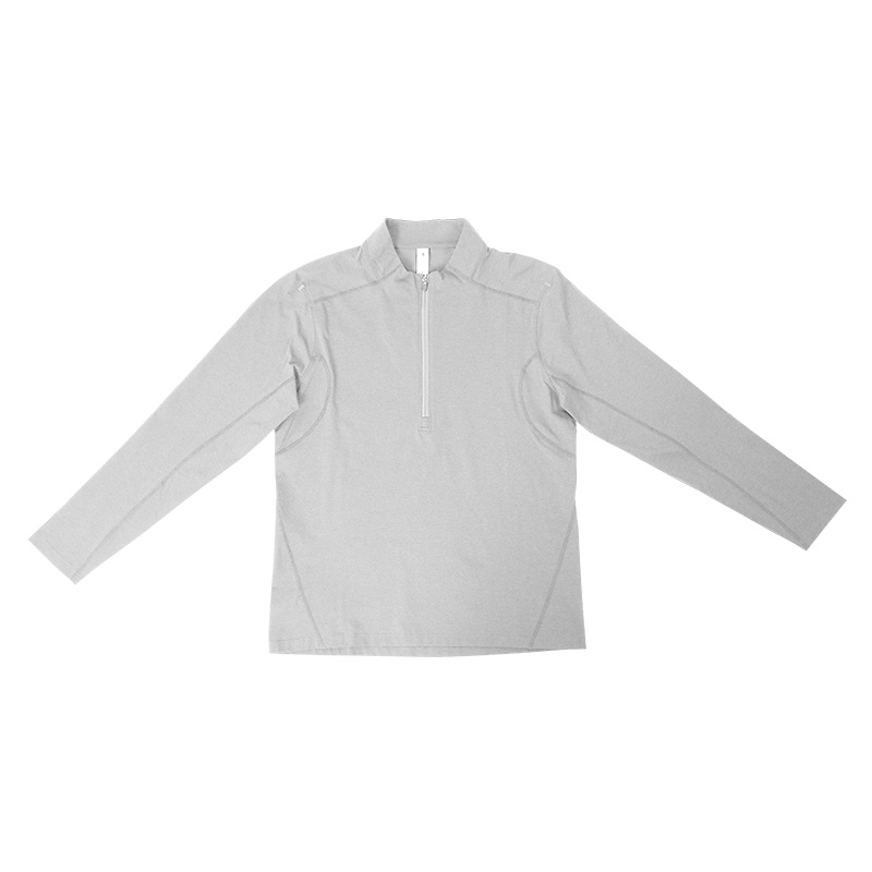 Polocom Plus Form Panel Quarter-Zip Top in Light Grey, front flat view