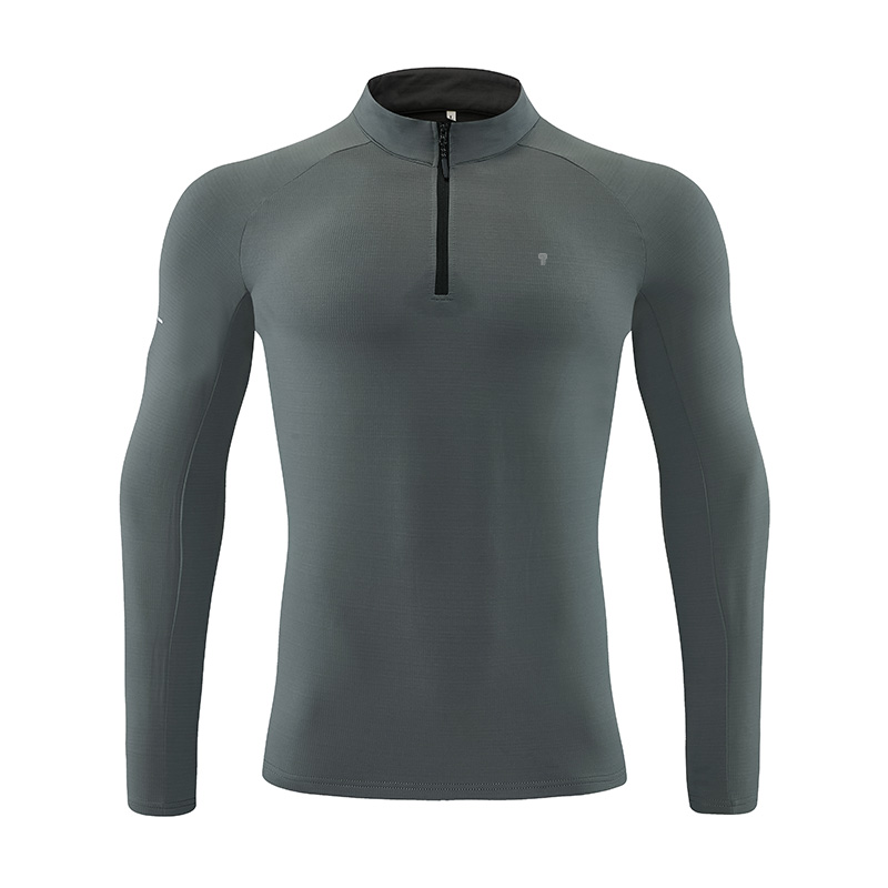 Polocom Plus Form Stretch Quarter-Zip Top in Dark Grey, front view