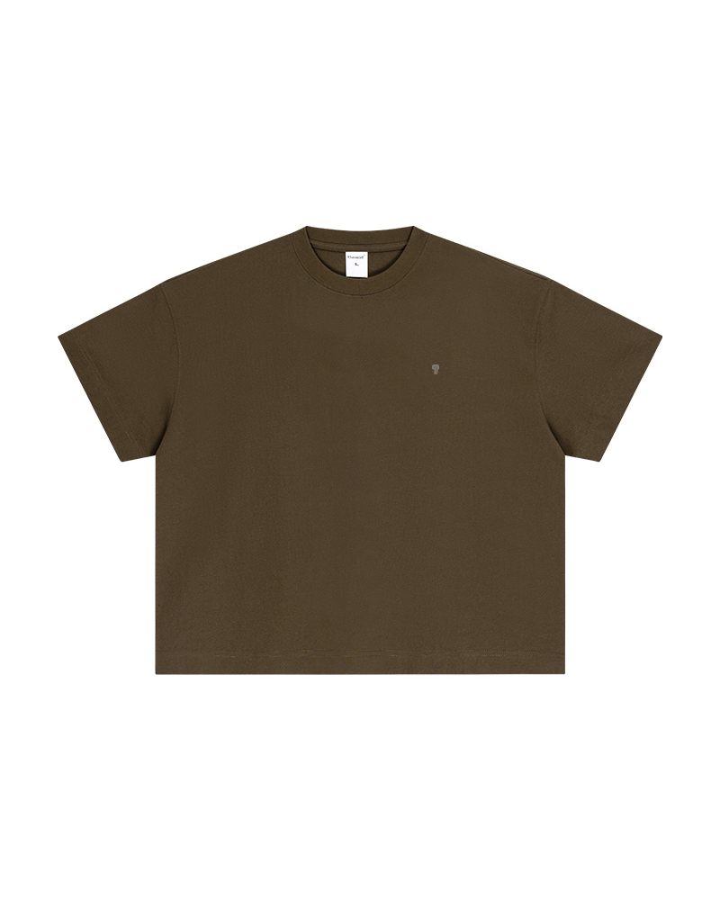Polocom Plus Foundation Cotton Tee in Coffee, garment front view