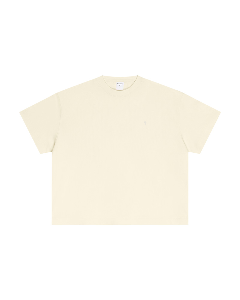 Polocom Plus Foundation Cotton Tee in Cream, garment front view