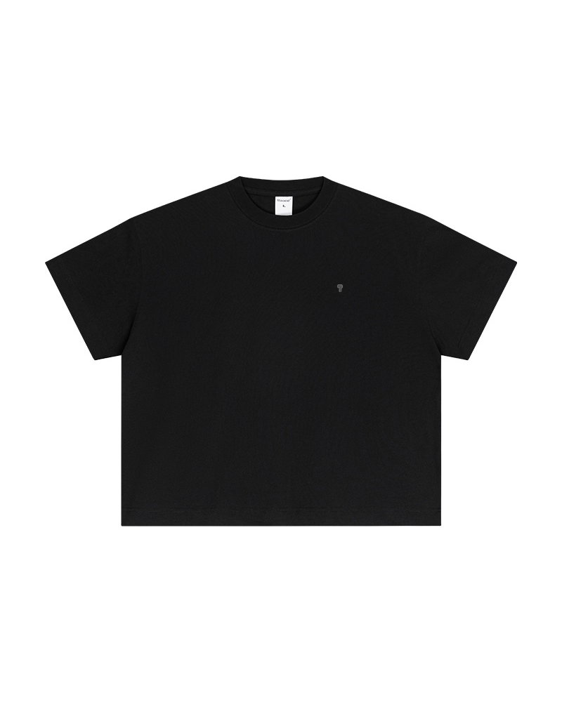 Polocom Plus Foundation Cotton Tee in Black, garment front view