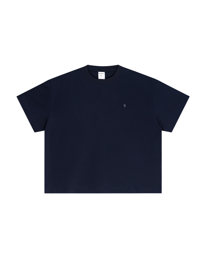 Polocom Plus Foundation Cotton Tee in Navy, garment front view