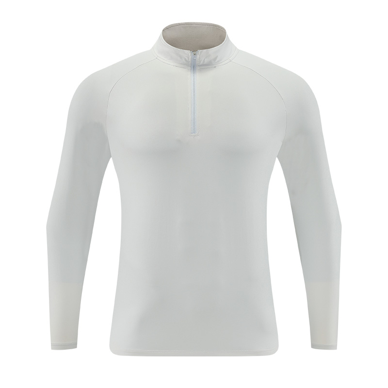 Polocom Plus Glide Nylon Quarter-Zip Top in Light Grey, garment front view