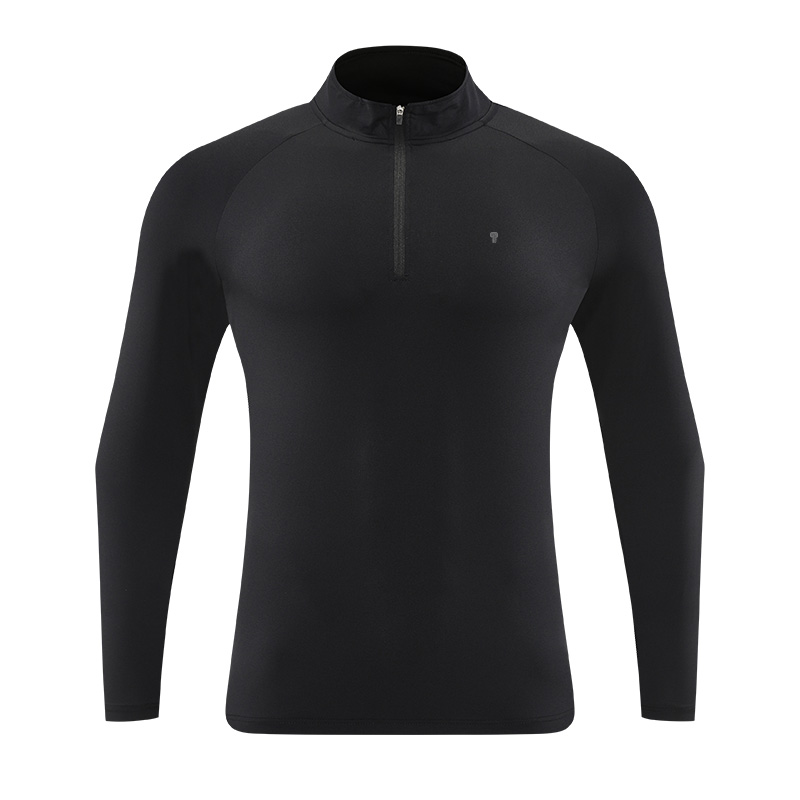 Polocom Plus Glide Nylon Quarter-Zip Top in Black, garment front view