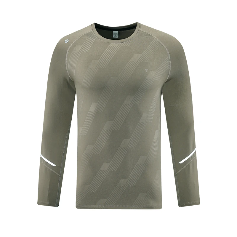 Polocom Plus Glide Stripe Long Sleeve Tee in Brown, garment front view