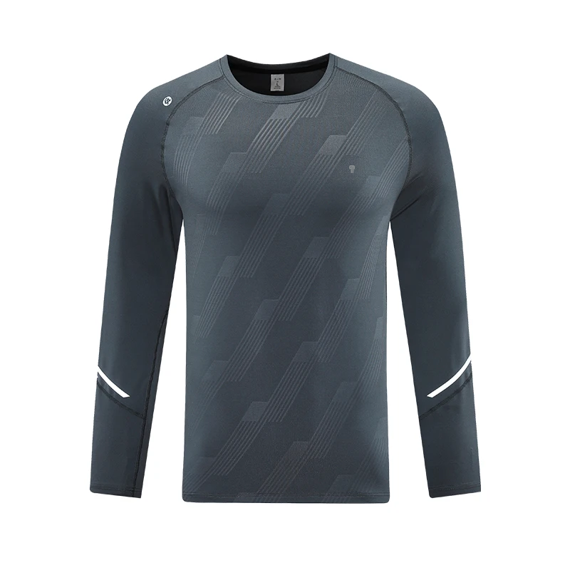 Polocom Plus Glide Stripe Long Sleeve Tee in Dark Gray, garment front view