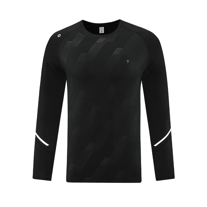 Polocom Plus Glide Stripe Long Sleeve Tee in Black, garment front view