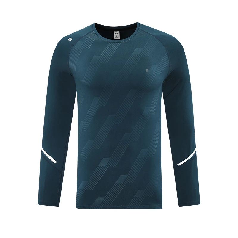 Glide Stripe Long Sleeve Tee in Grey blue, garment front view