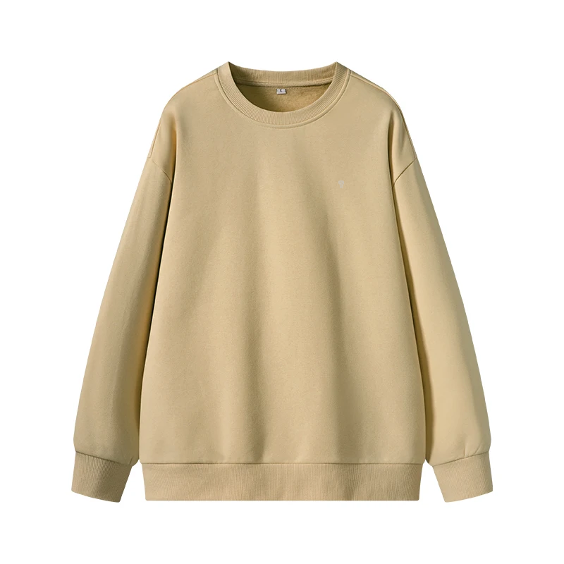 Polocom Plus Haven Fleece Crewneck in Dark Khaki, front garment view