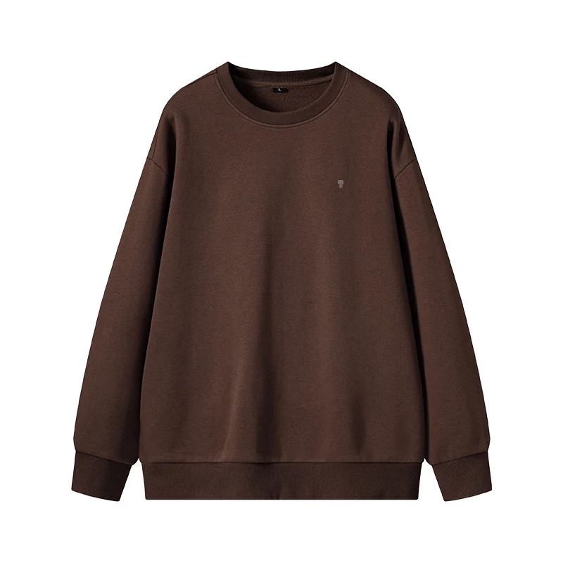 Polocom Plus Haven Fleece Crewneck in Chocolate Brown, front garment view