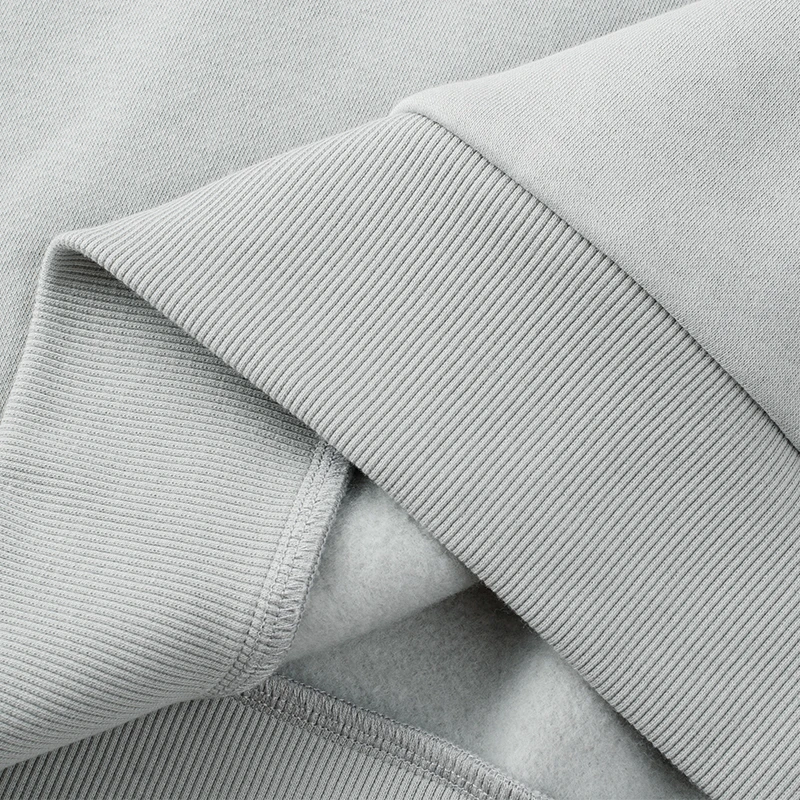 Polocom Plus Haven Fleece Crewneck in Light Rusty Gray, ribbed cuff and fleece detail