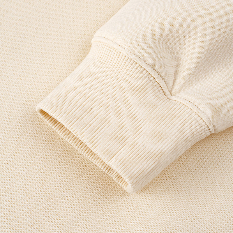 Haven Fleece Pullover Hoodie in White Lime, ribbed cuff detail