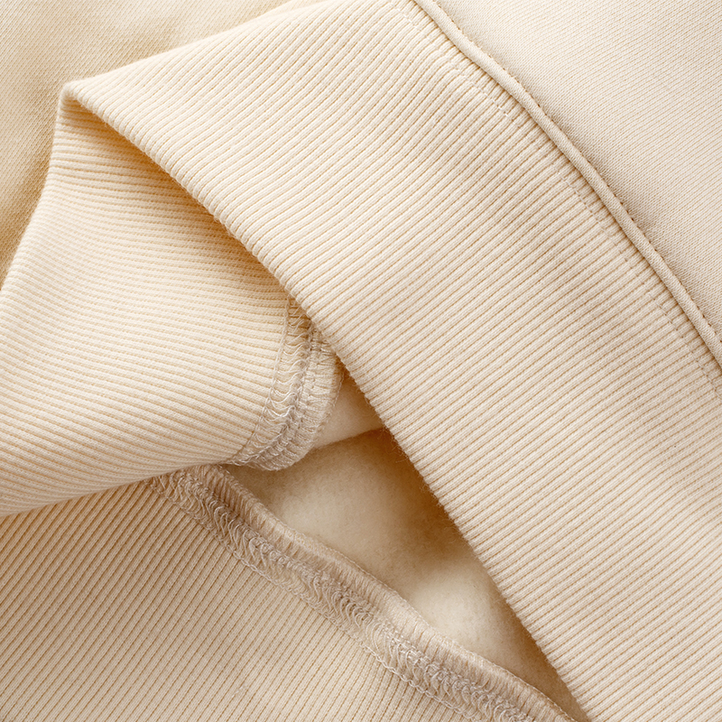 Haven Fleece Pullover Hoodie in White Lime, ribbed hem and fleece interior detail