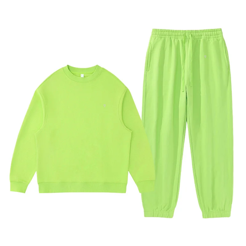 Polocom Plus Haven Heavyweight Crewneck & Jogger Set in Moss Green, front garment view
