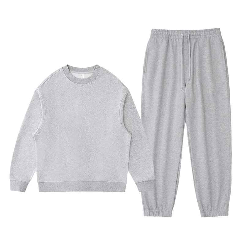 Polocom Plus Haven Heavyweight Crewneck & Jogger Set in Gray, front garment view