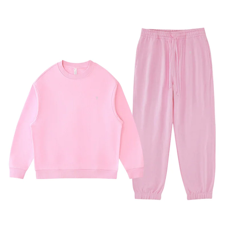 Polocom Plus Haven Heavyweight Crewneck & Jogger Set in Pink, front garment view