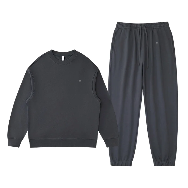 Polocom Plus Haven Heavyweight Crewneck & Jogger Set in Dark Grey, front garment view