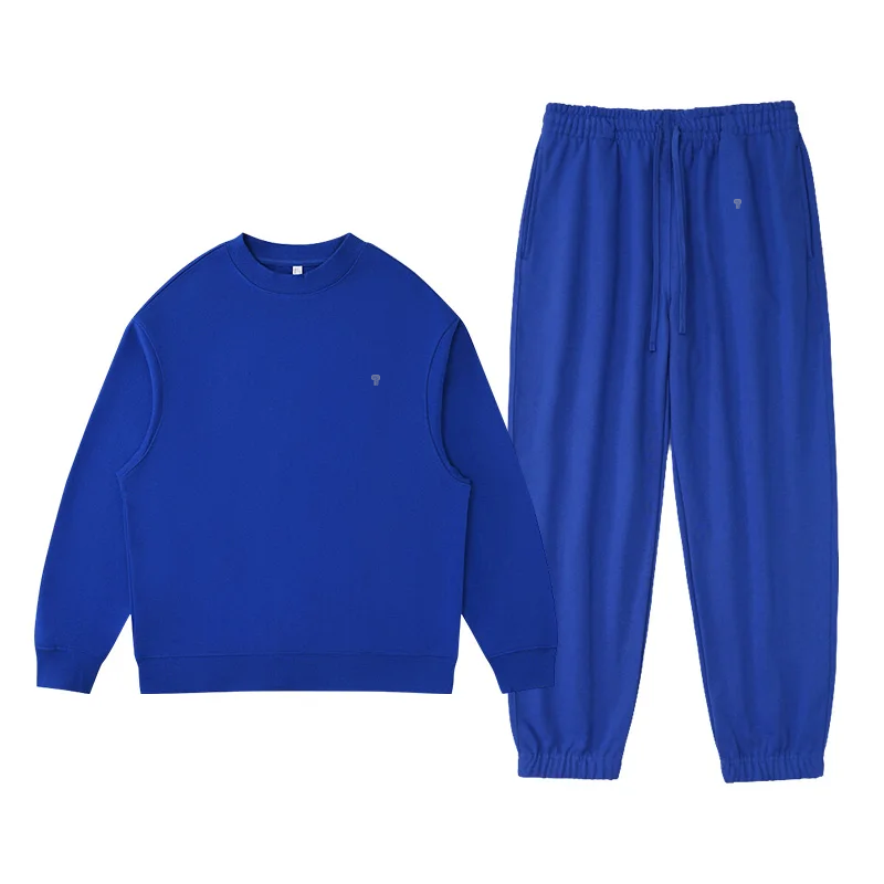 Polocom Plus Haven Heavyweight Crewneck & Jogger Set in Royal Blue, front garment view