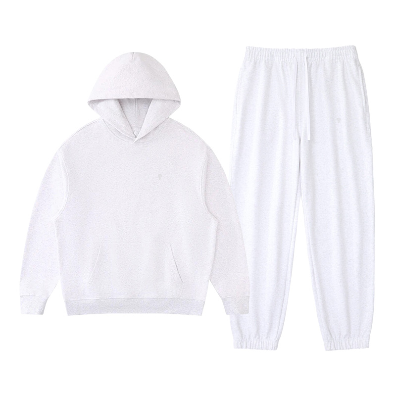 Polocom Plus Haven Heavyweight Hooded Jogger Set in Light Flower Gray, front product view