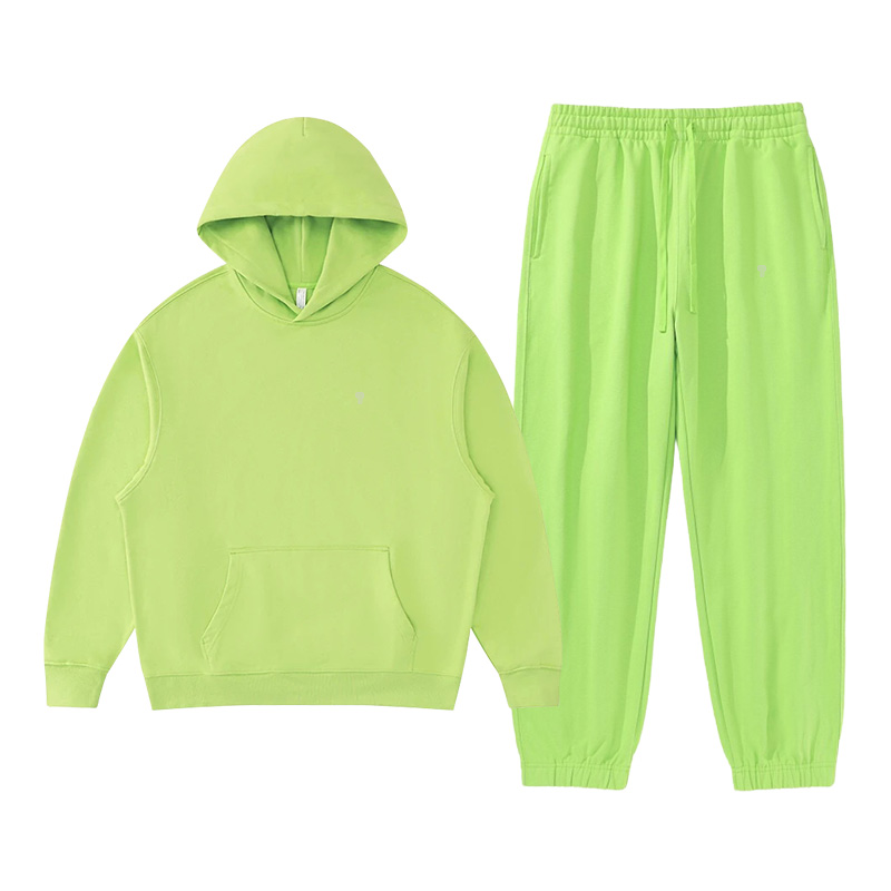 Polocom Plus Haven Heavyweight Hooded Jogger Set in Moss Green, front product view