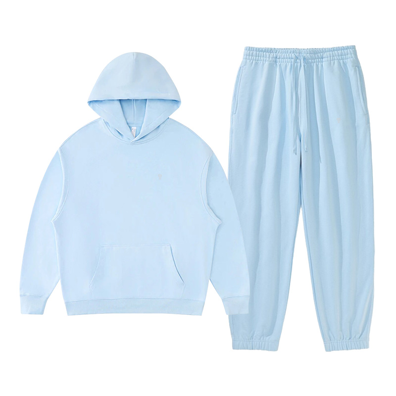 Polocom Plus Haven Heavyweight Hooded Jogger Set in Sky Blue, front product view