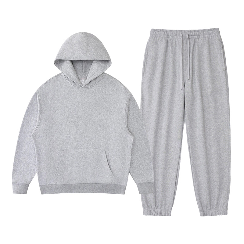 Polocom Plus Haven Heavyweight Hooded Jogger Set in Gray, front product view