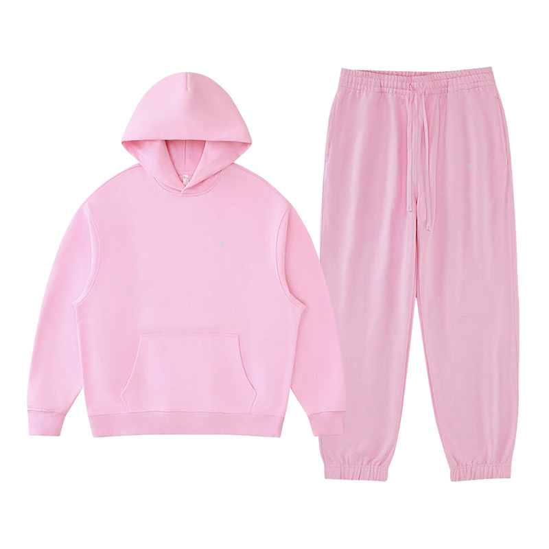Polocom Plus Haven Heavyweight Hooded Jogger Set in Pink, front product view