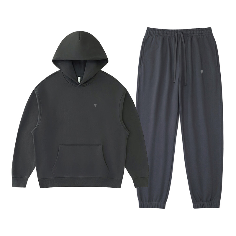 Polocom Plus Haven Heavyweight Hooded Jogger Set in Dark Grey, front product view