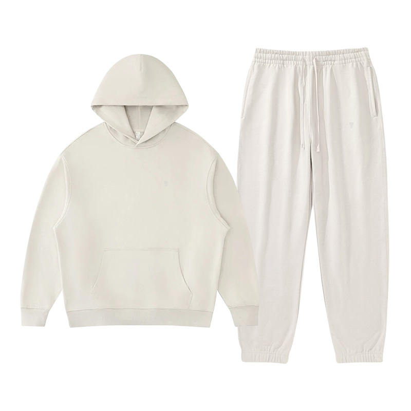 Polocom Plus Haven Heavyweight Hooded Jogger Set in Wheat, front product view
