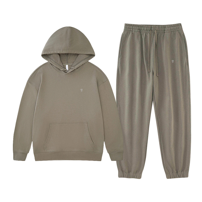 Polocom Plus Haven Heavyweight Hooded Jogger Set in Mid Gray, front product view